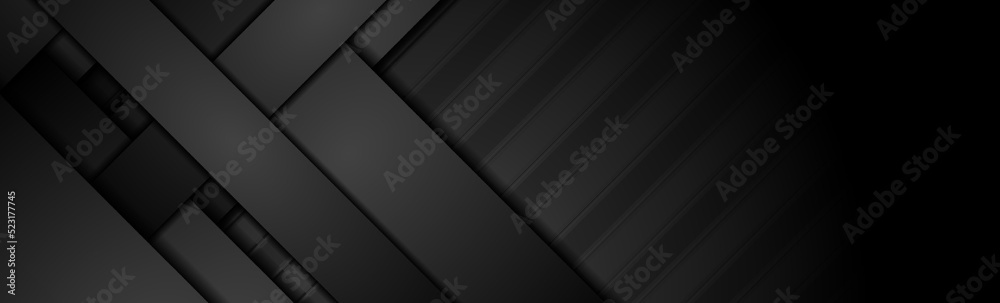 Wall mural geometry tech abstract background with black stripes. vector banner design