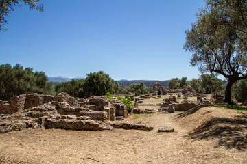 Fototapeta premium Sparta, Greece, July 20, 2022. Ruins of the old city of Sparta Sparta is an ancient Greek city in the Peloponnese,