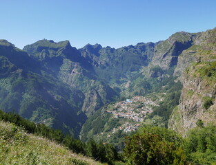 Fototapeta na wymiar Curral das Freiras village in nuns valley on Madeira island, Portugal