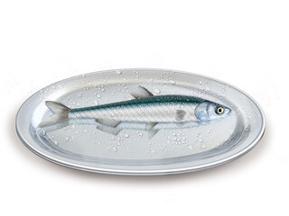 anchois, poisson, plateau, glace pilé, fraîcheur, frais, pêche, aliment, mer, animal, ailette, sain, queue, fond blanc, attraper, repas, cuisiner, plat, viande