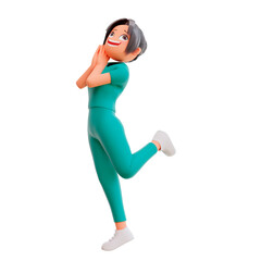 3d illustration cute nurse smiling posing happy