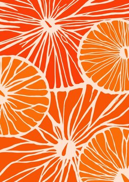 Juicy grapefruit painted with paints. Illustration for background and wallpaper.