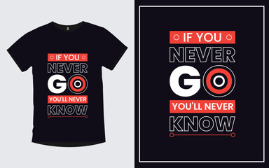 If you never go you'll never know quotes typography trendy poster and t shirt design