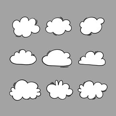 Cloud bubbles set. Conversation bubbles, phrase stickers.