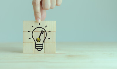 Key to success concept. Business strategy and solution for process improvement and development. Learning and team sharing lesson learned and knowledge to enhance working and business performance.