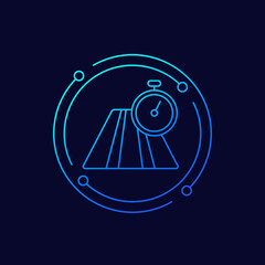 track time icon with a timer, linear design