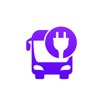 electric bus icon with a plug