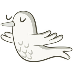 Cute little bird flying, black and white. Cute illustration of little bird flying on white background. Vector illustration in hand drawn style.