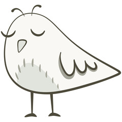 Cute little bird, black and white. Cute illustration of little bird on white background. Vector illustration in hand drawn style.