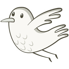 Little bird flying, black and white. Cute illustration of little bird flying on white background. Vector illustration in hand drawn style.