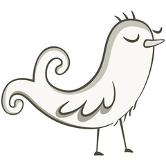 Little bird, black and white. Cute illustration of little bird on white background. Vector illustration in hand drawn style.