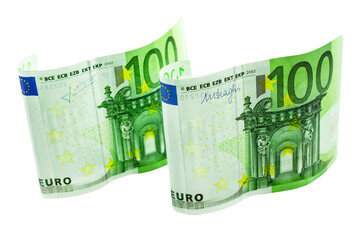 200 Euro Geldscheine auf weissem Hintergrund - obrazy, fototapety, plakaty