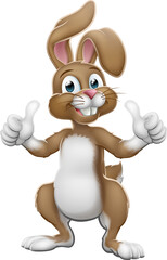 Easter bunny rabbit cartoon character giving a thumbs up