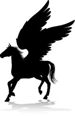 Fototapeta na wymiar A Pegasus silhouette mythological winged horse graphic