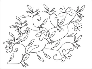 Seamless pattern. Thin delicate twigs with leaves isolated on white background. Texture for print, wallpaper, home decor, textile, package design