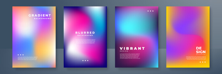 Abstract deep red and blue vibrant gradient colors backgrounds for fashion flyer, brochure design. Set of soft, bright gradient wallpaper for mobile apps, ui design, banner, poster