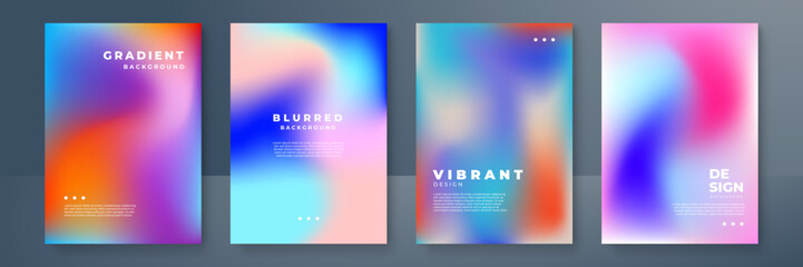 Abstract deep red and blue vibrant gradient colors backgrounds for fashion flyer, brochure design. Set of soft, bright gradient wallpaper for mobile apps, ui design, banner, poster
