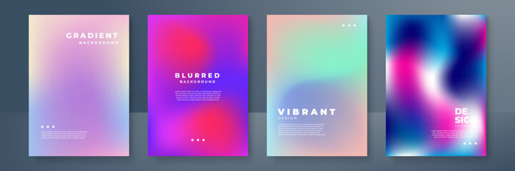 Abstract deep red and blue vibrant gradient colors backgrounds for fashion flyer, brochure design. Set of soft, bright gradient wallpaper for mobile apps, ui design, banner, poster