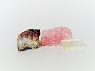 Stones with flowers on a white background