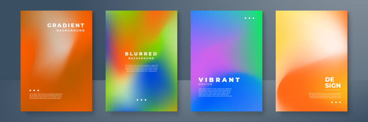 Naklejka na ściany i meble Minimal covers design. Cool gradient colors. Geometric blurred gradients. Vector illustration.