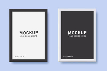3d realistic frame mockup in black and white colors. Vector illustration