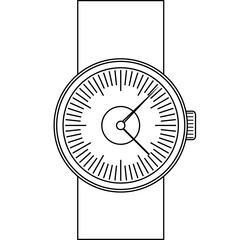 Analog wristband watch black white outline icon - vector illustration