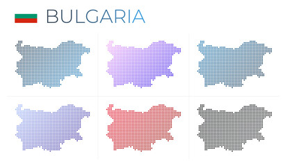 Bulgaria dotted map set. Map of Bulgaria in dotted style. Borders of the country filled with beautiful smooth gradient circles. Classy vector illustration.