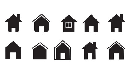 Vector set of house icons. Home real estate icons set. Houses icons set.