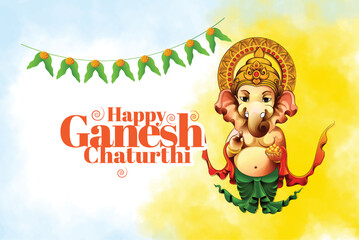 Happy Ganesh Chaturthi illustration of Lord Ganpati background for Ganesh Chaturthi festival of India