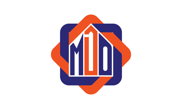 MDO three letter real estate logo with home icon logo design vector template | construction logo | housing logo | engineering logo | initial letter logo | minimalist logo | property logo |