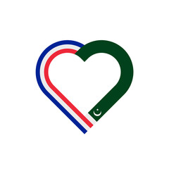 unity concept. heart ribbon icon of france and pakistan flags. vector illustration isolated on white background