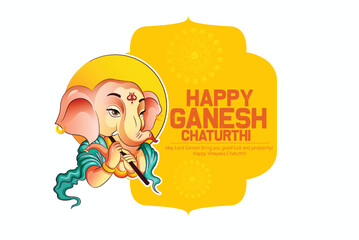 Happy Ganesh Chaturthi illustration of Lord Ganpati background for Ganesh Chaturthi festival of India - obrazy, fototapety, plakaty