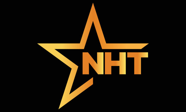 NHT golden luxury star icon three letter logo design vector template. royal logo | luxury logo | jewelry logo | premium logo | iconic logo | Victoria logo |