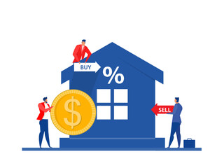 Businesses invest  in real estate or housing price rising up concept vector