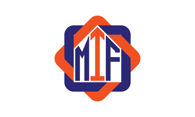 MIF three letter real estate logo with home icon logo design vector template | construction logo | housing logo | engineering logo | initial letter logo | minimalist logo | property logo | - obrazy, fototapety, plakaty