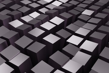 Abstract background with cubes and squares top view, 3D rendering