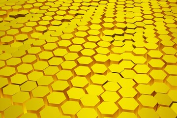 Honeycomb, abstract color yellow background, 3D rendering