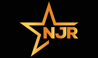 NJR golden luxury star icon three letter logo design vector template. royal logo | luxury logo | jewelry logo | premium logo | iconic logo | Victoria logo |