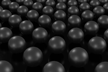 abstract grey background with spheres and balls, 3D rendering, top view