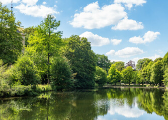 Fototapeta na wymiar Pond in garden in Bueckeburg , Germany