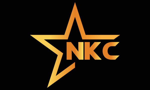 NKC golden luxury star icon three letter logo design vector template. royal logo | luxury logo | jewelry logo | premium logo | iconic logo | Victoria logo |