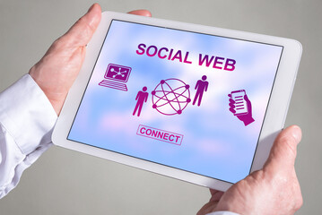 Social web concept on a tablet