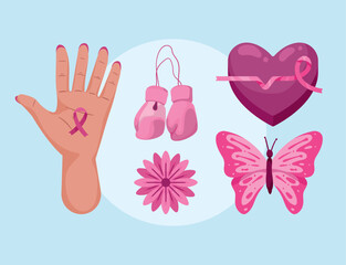 five breast cancer awareness icons