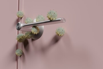 things and objects in everyday life and human life through which germs and viruses spread, door...