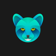 Gradient cat head minimal abstract colorful logo illustration 