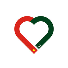 unity concept. heart ribbon icon of vietnam and pakistan flags. vector illustration isolated on white background