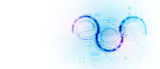 Abstract technology concept. Circuit board, high computer color background. Vector illustration with space for content, web - template, business tech presentation.