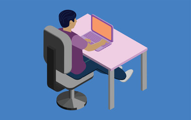 person with laptop vector