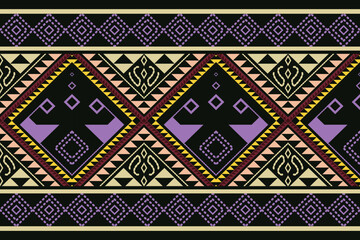 Geometric ethnic oriental ikat seamless pattern traditional Design for background, carpet, wallpaper, clothing, wrapping, Batik, fabric, vector, illustration, boho embroidery style.
