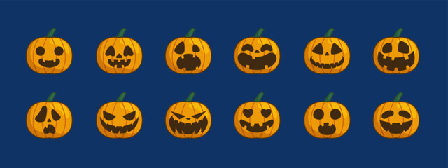 Full ultimate pumpkin collection pack vector illustration